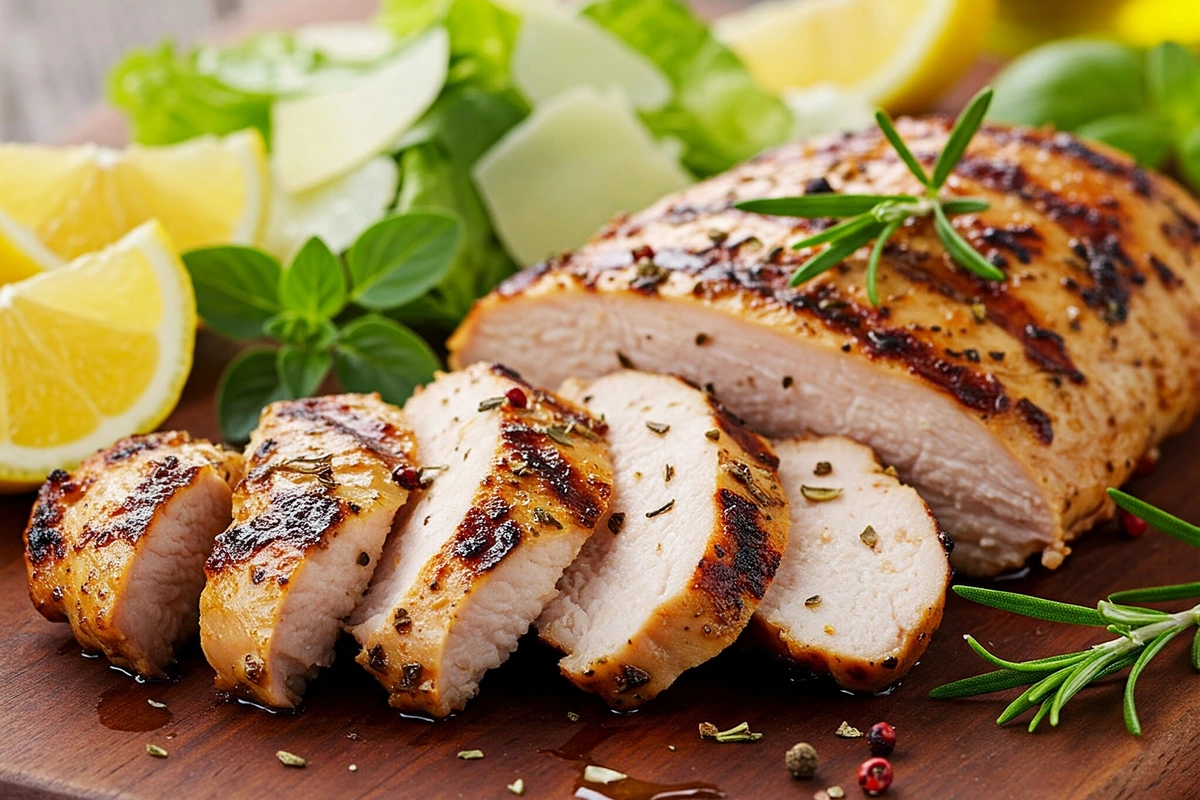  Grilled chicken slices for Caesar salad