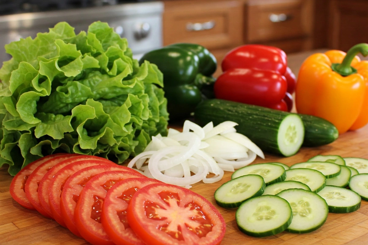 Fresh vegetables for sandwiches