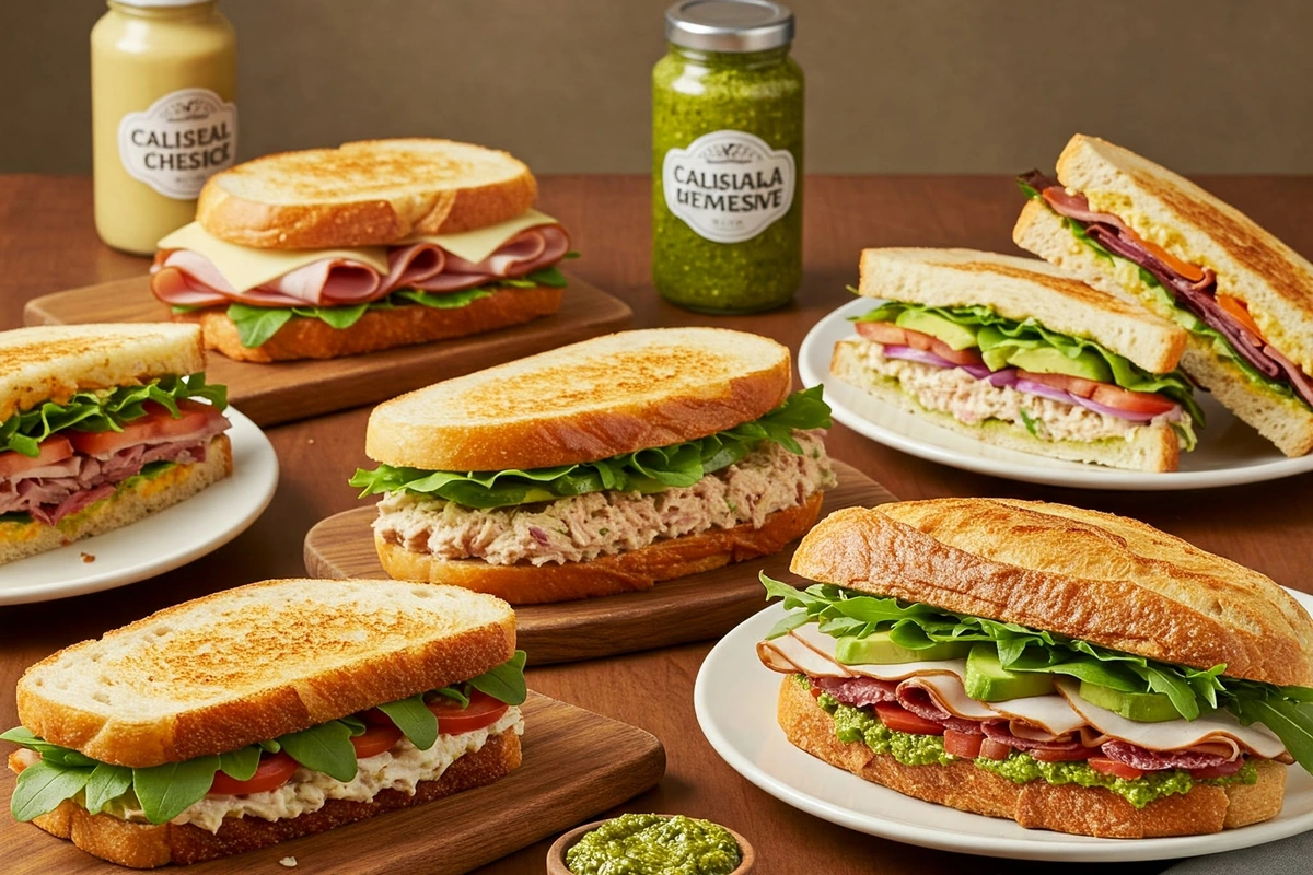 Variety of gourmet sandwiches with classic and creative fillings