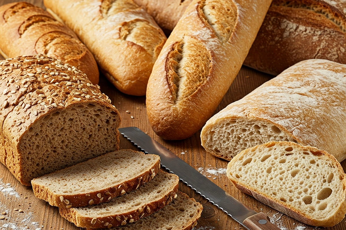 Assorted bread types for making sandwiches