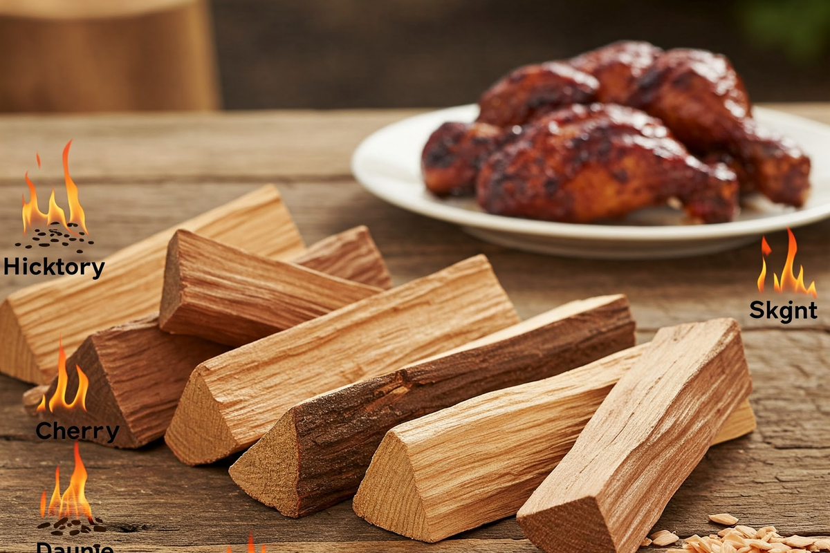 Comparison of different smoking woods for BBQ chicken.