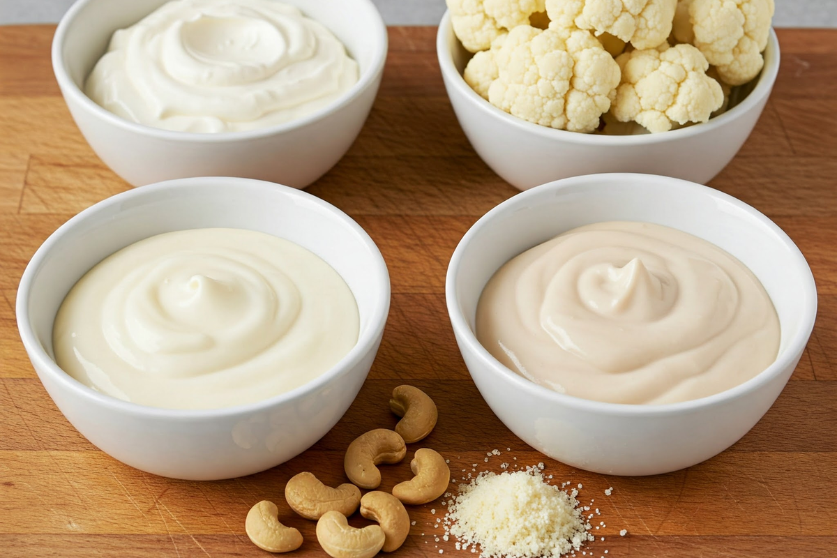  Various natural thickeners for Chicken Alfredo sauce.