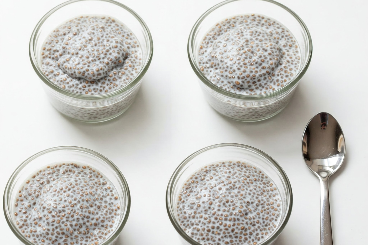 Different chia pudding textures based on chia-to-milk ratios